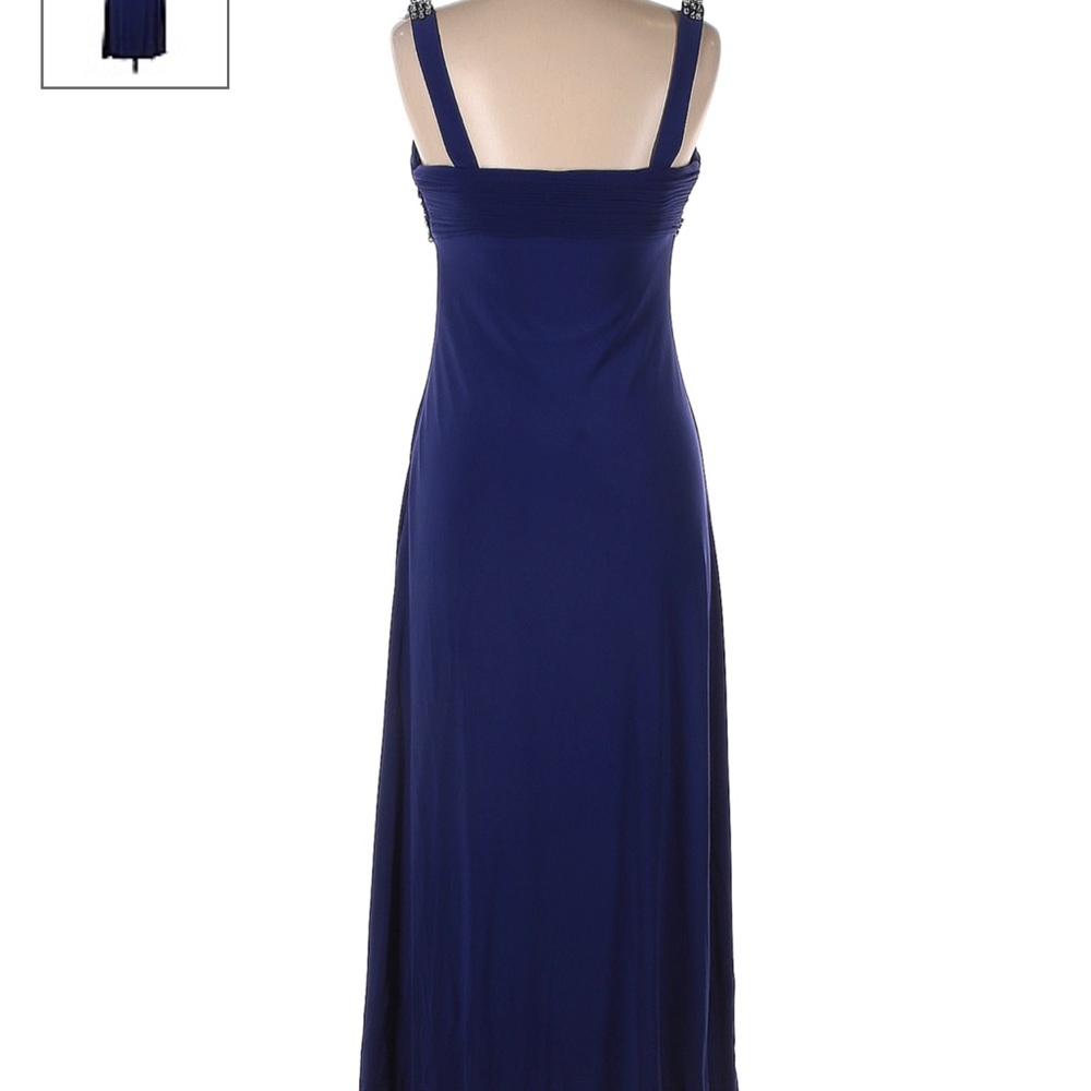 JS Boutique: Royal blue evening gown with rhinestone trim; size 8 - Picture 2 of 11